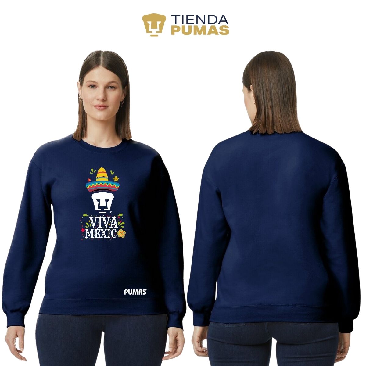 Sudadera Mujer Pumas UNAM Rostro Viva México