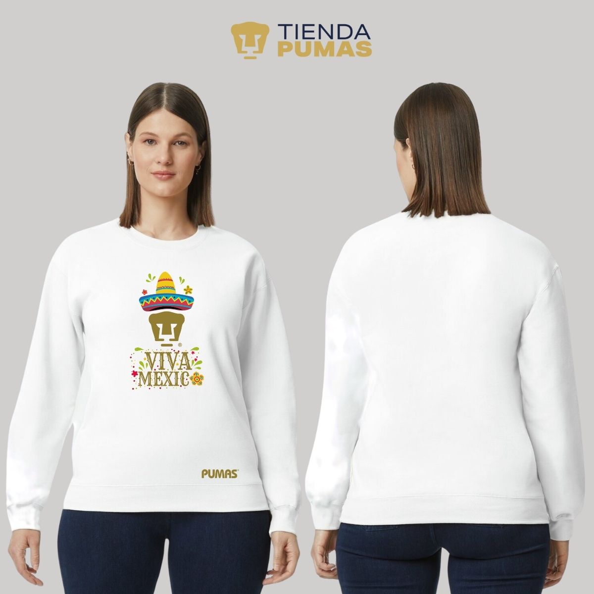 Sudadera Mujer Pumas UNAM Rostro Viva México