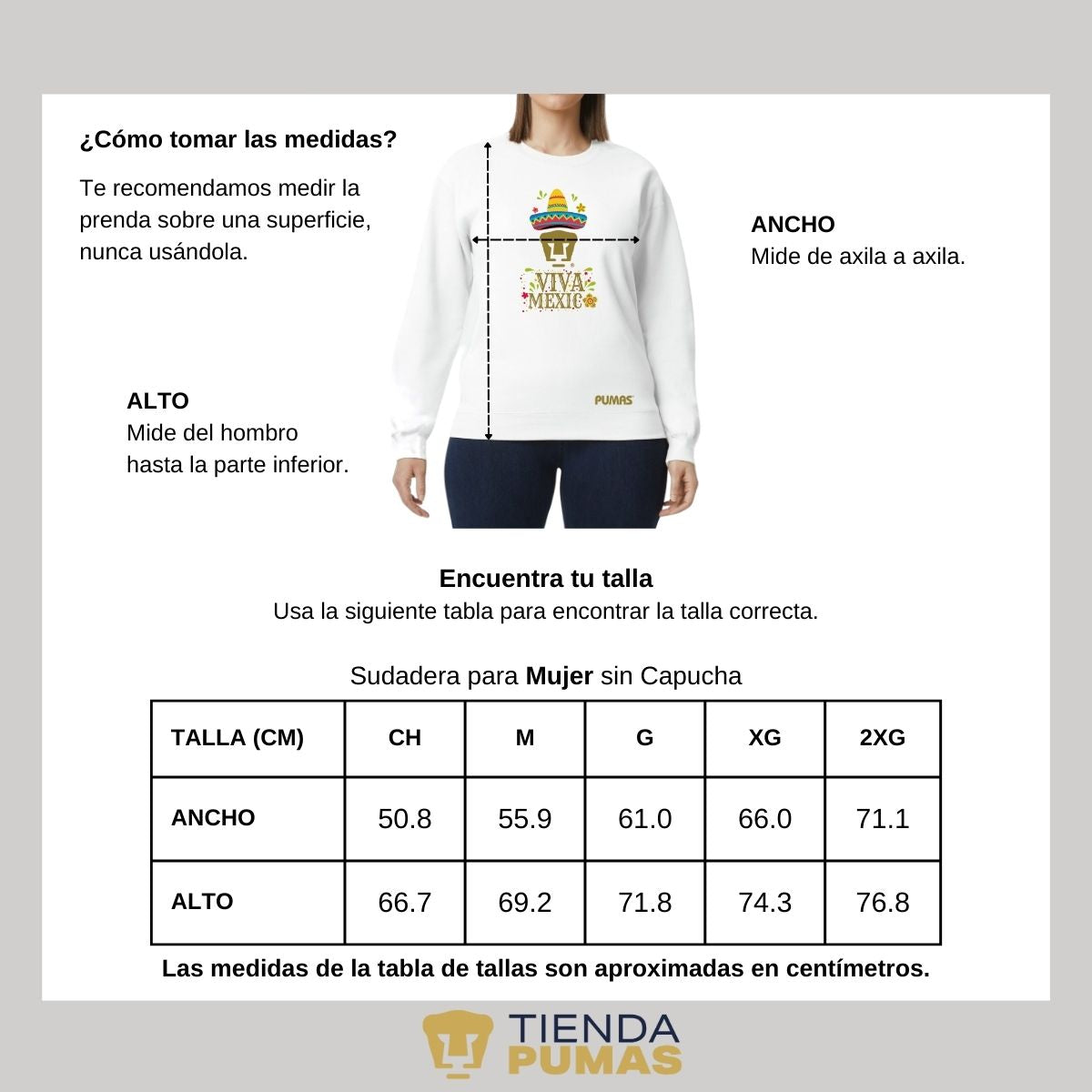 Sudadera Mujer Pumas UNAM Rostro Viva México