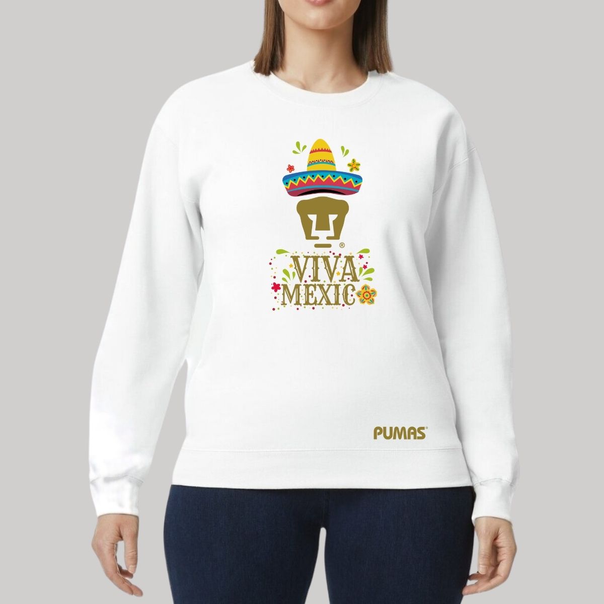 Sudadera Mujer Pumas UNAM Rostro Viva México