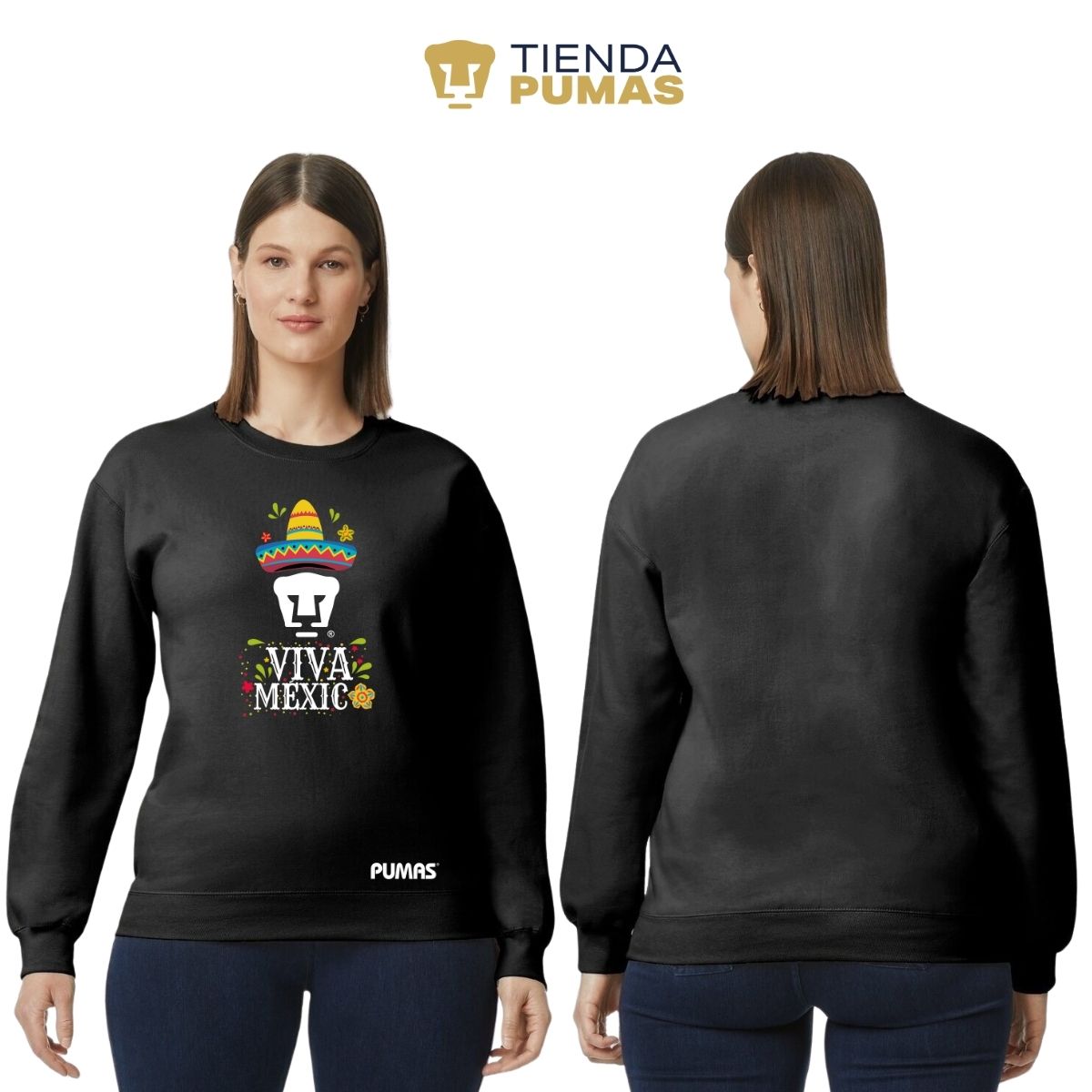 Sudadera Mujer Pumas UNAM Rostro Viva México