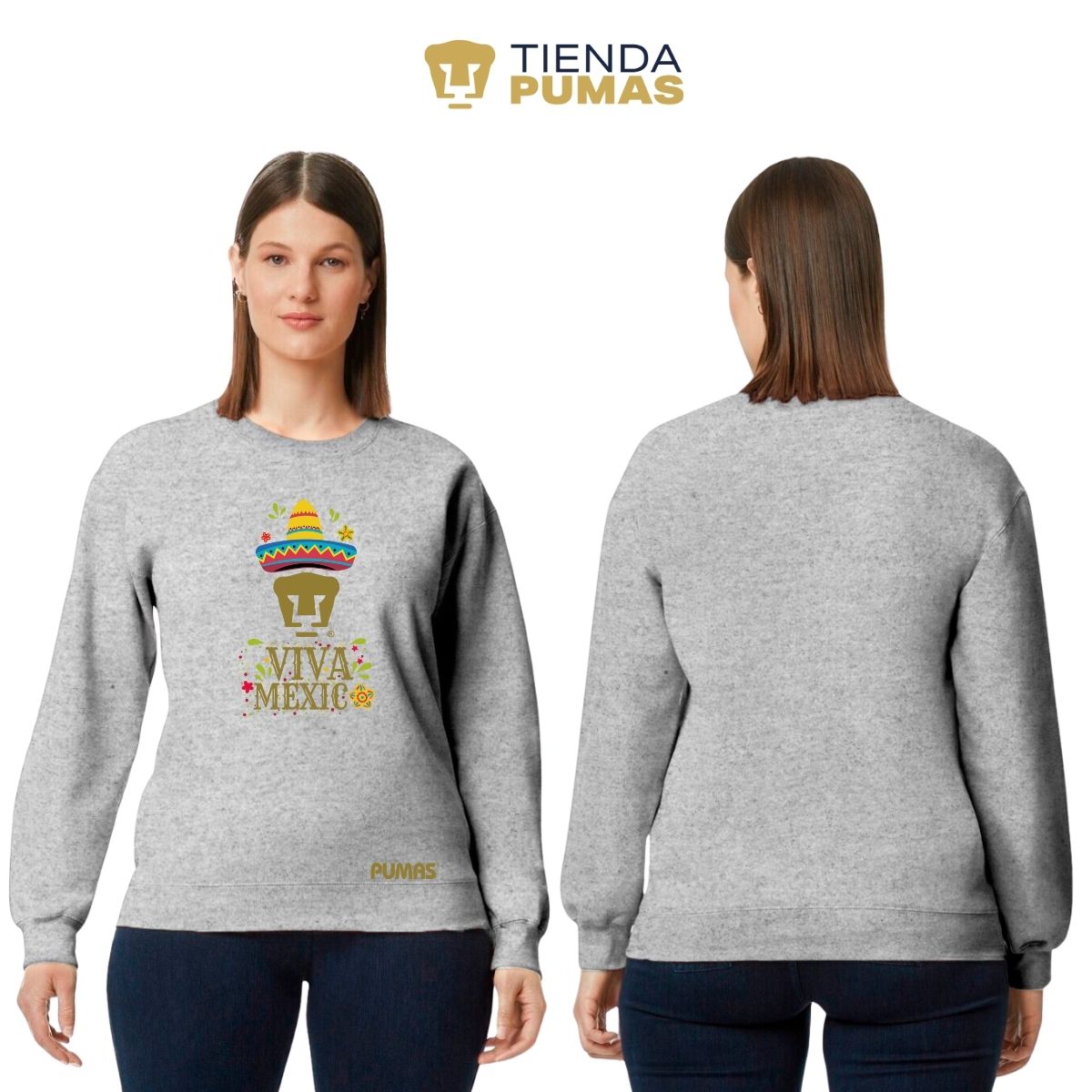 Sudadera Mujer Pumas UNAM Rostro Viva México