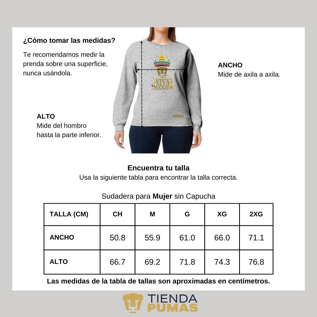 Sudadera Mujer Pumas UNAM Rostro Viva México