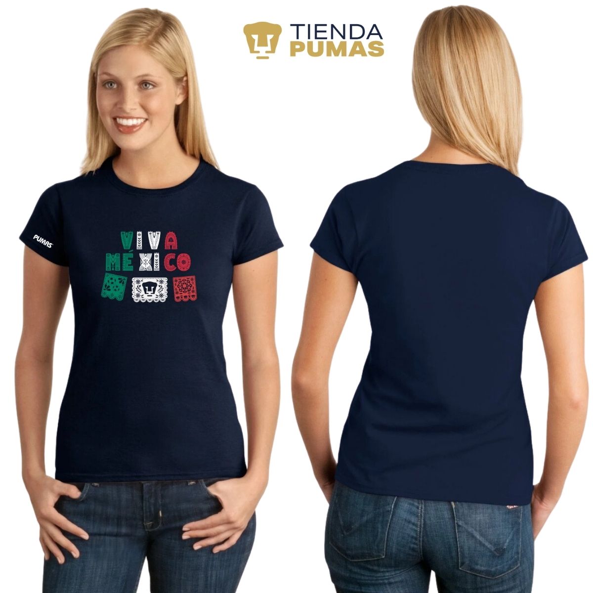 Playera Mexicana Mujer Pumas UNAM Papel picado México