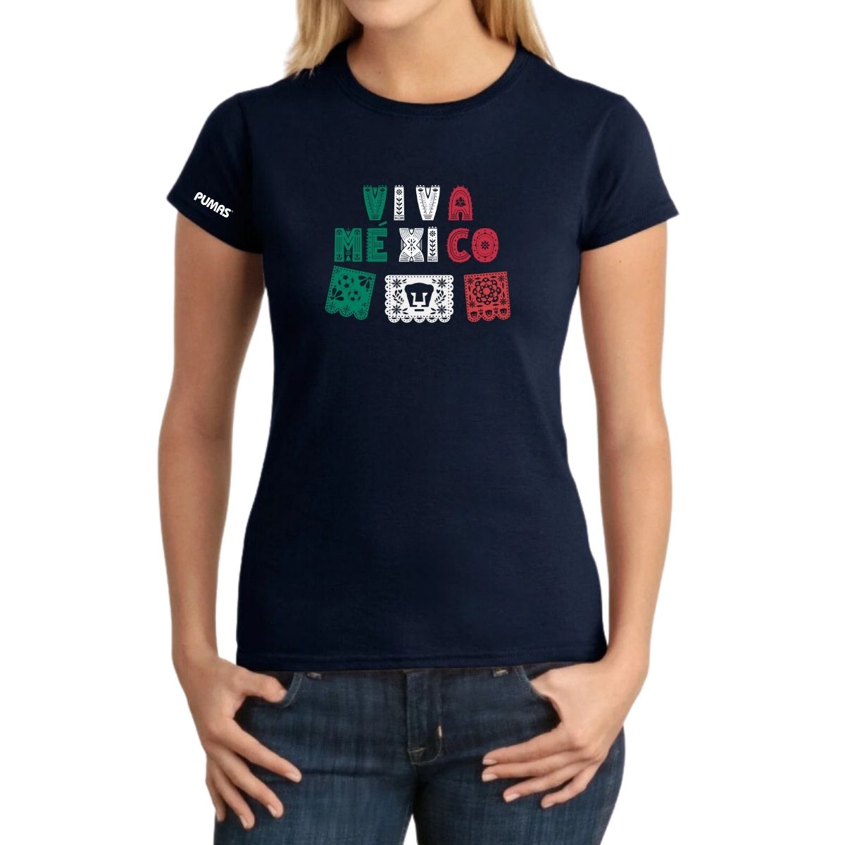 Playera Mexicana Mujer Pumas UNAM Papel picado México