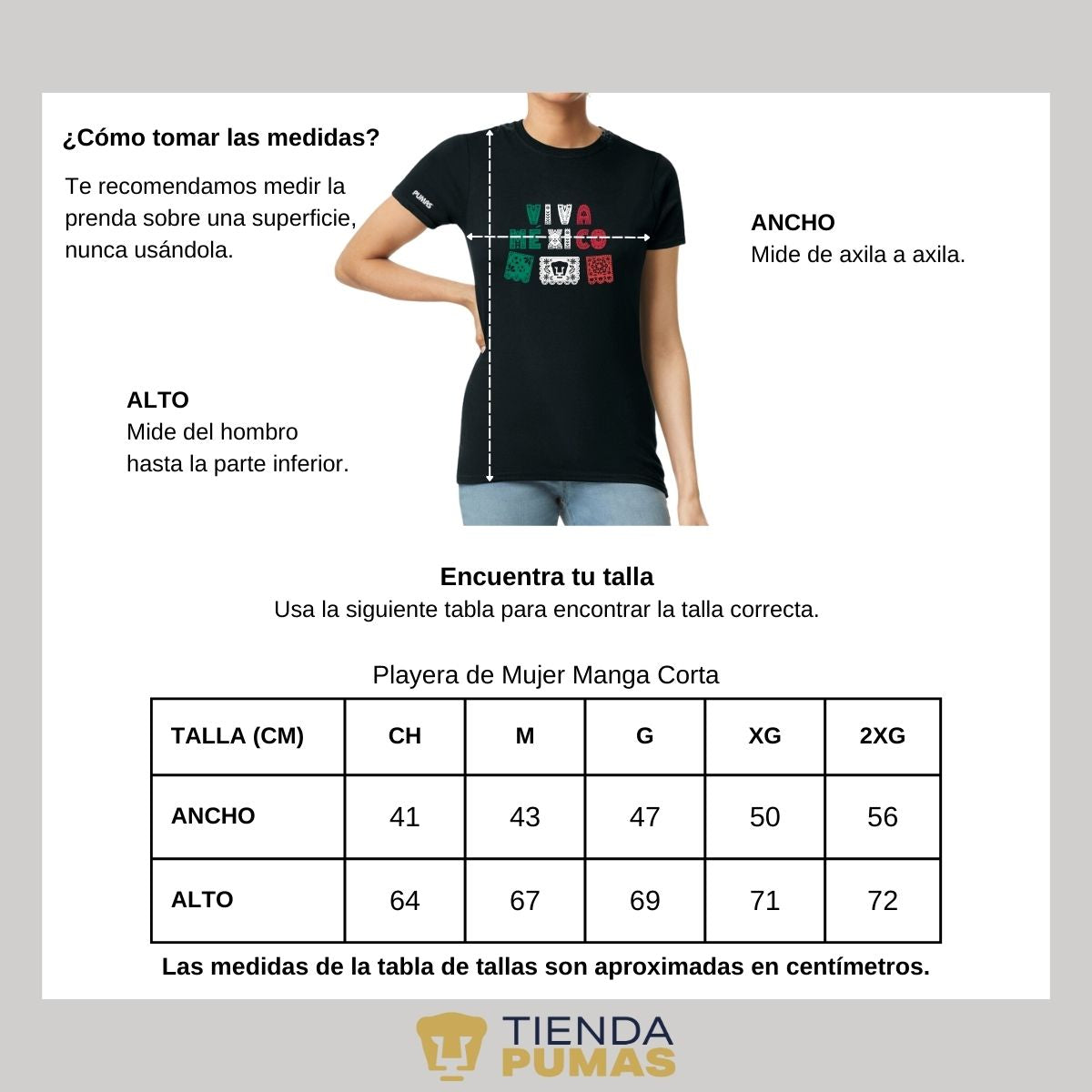 Playera Mexicana Mujer Pumas UNAM Papel picado México