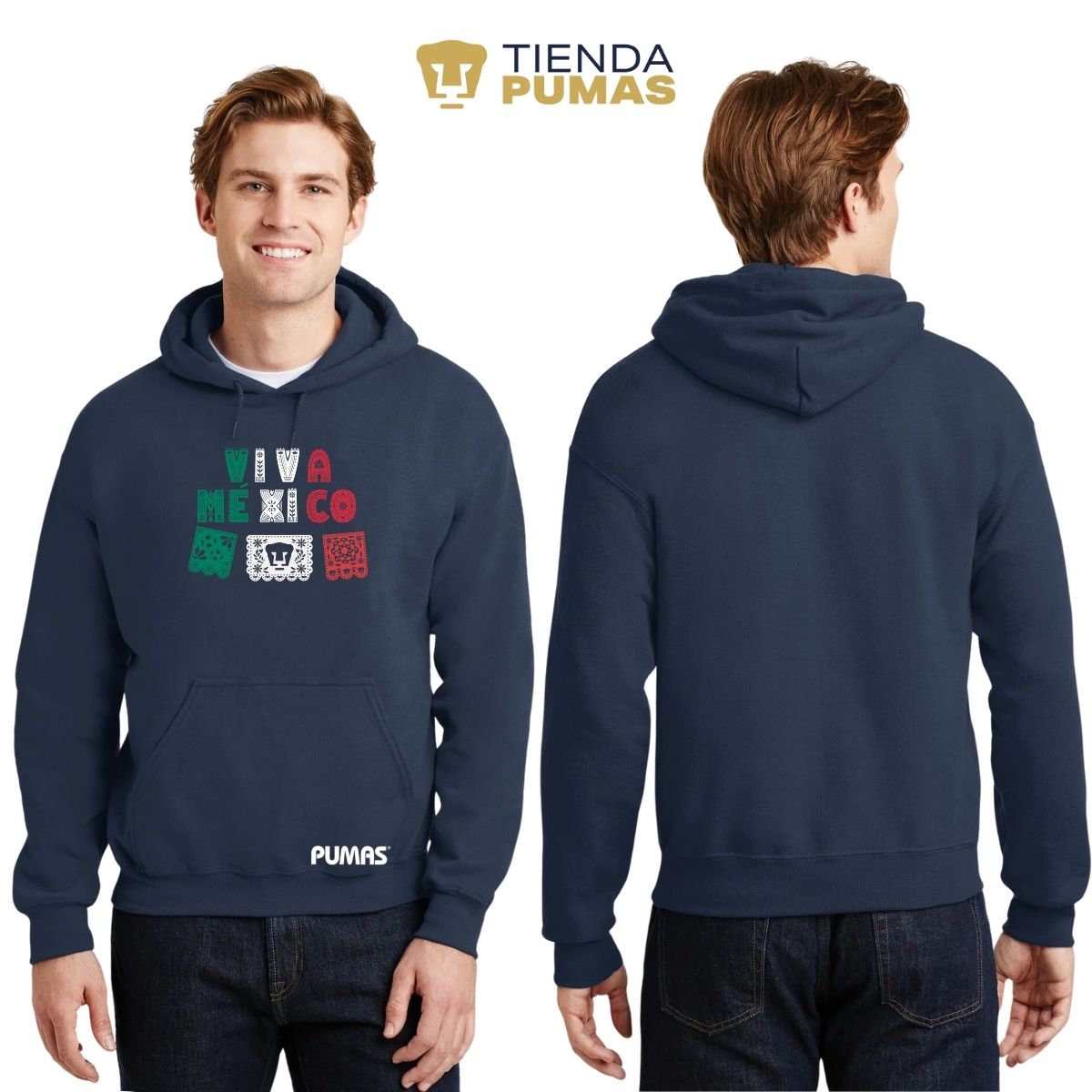 Sudadera Hombre Hoodie Pumas UNAM Papel picado México