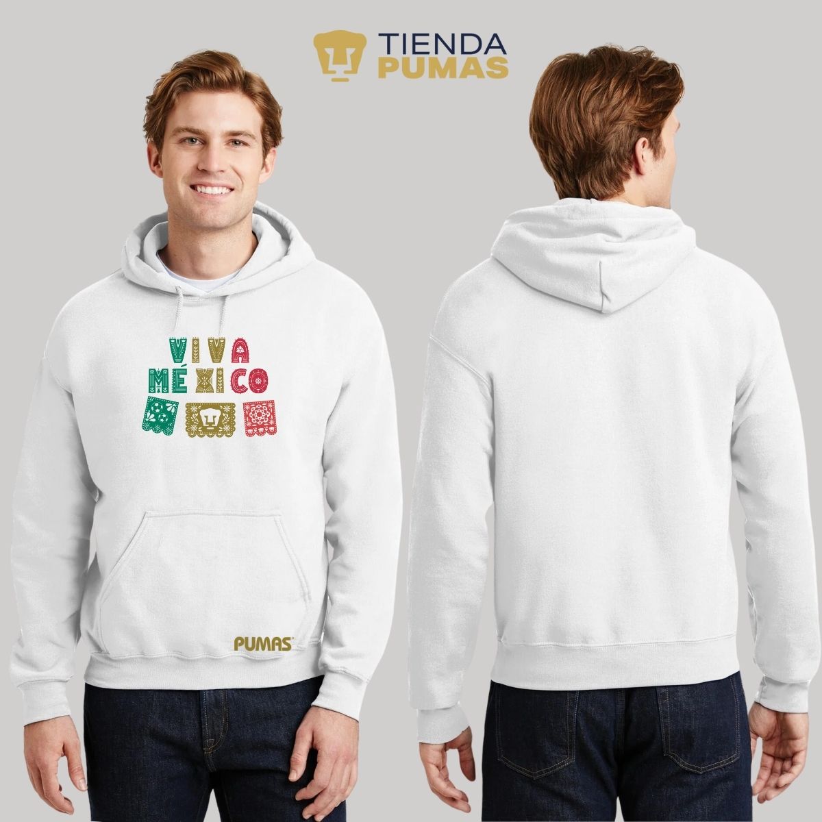 Sudadera Hombre Hoodie Pumas UNAM Papel picado México