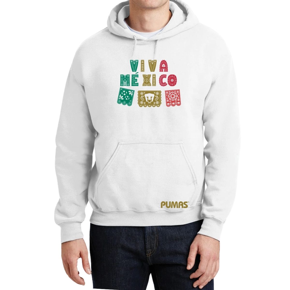 Sudadera Hombre Hoodie Pumas UNAM Papel picado México