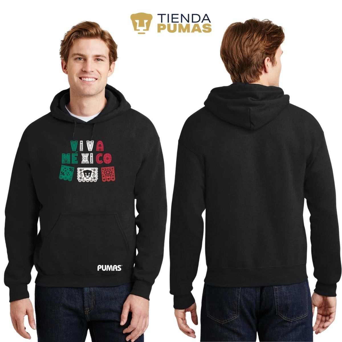 Sudadera Hombre Hoodie Pumas UNAM Papel picado México