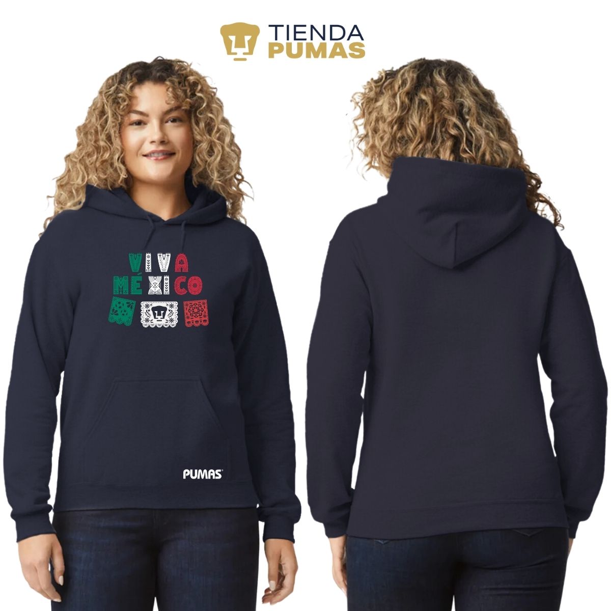 Sudadera Mujer Hoodie Pumas UNAM Papel picado México