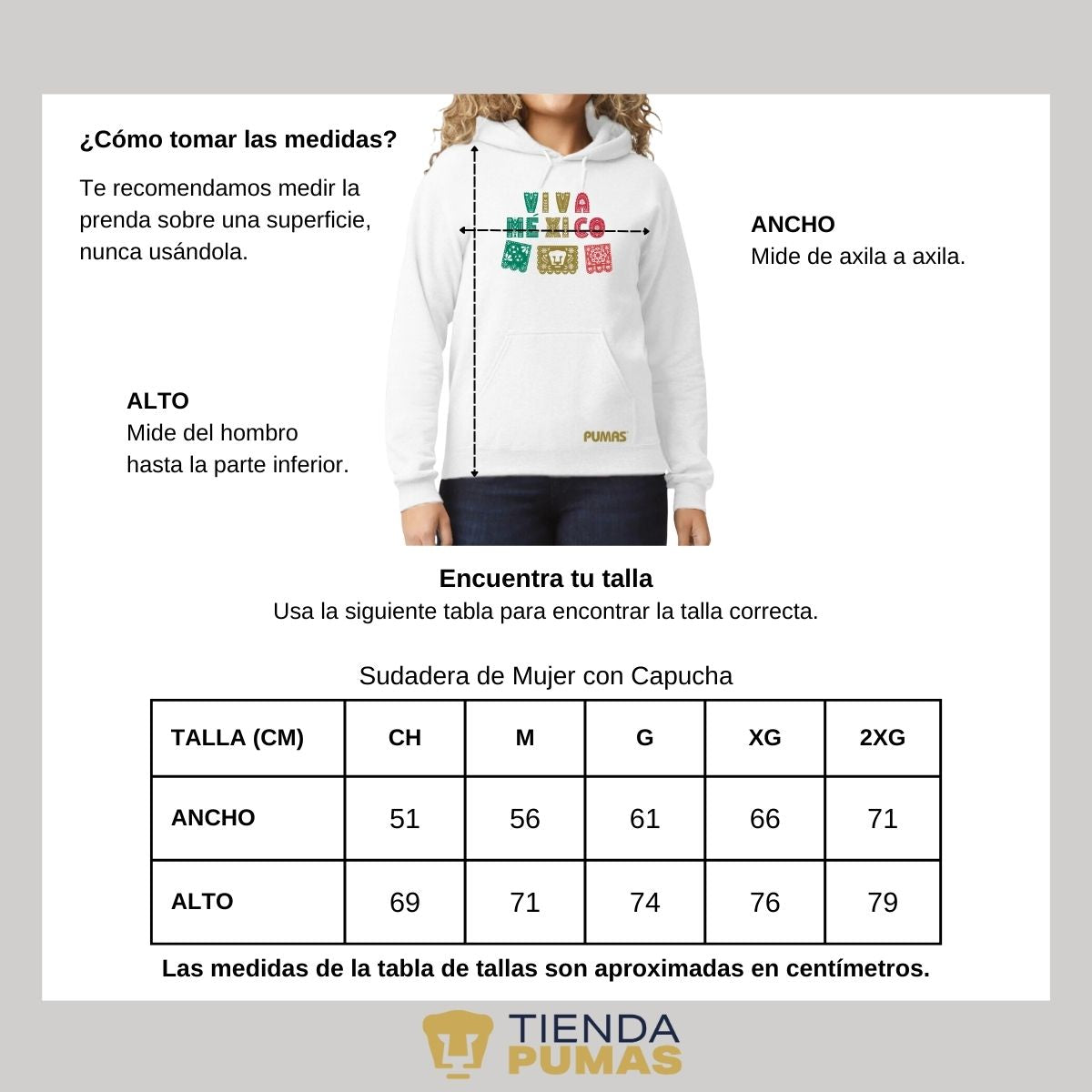 Sudadera Mujer Hoodie Pumas UNAM Papel picado México