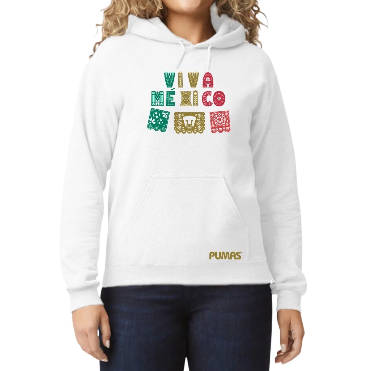 Sudadera Mujer Hoodie Pumas UNAM Papel picado México