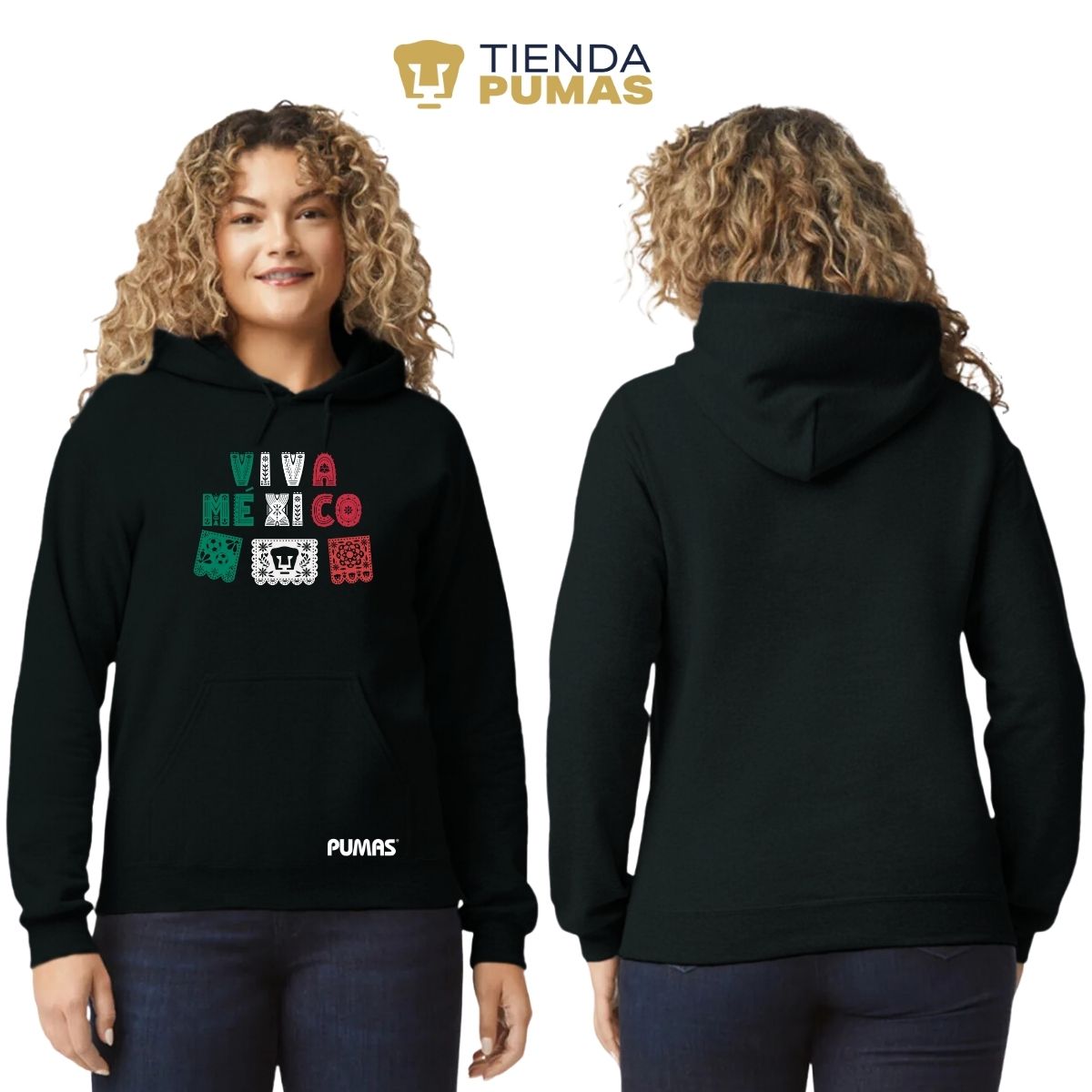 Sudadera Mujer Hoodie Pumas UNAM Papel picado México