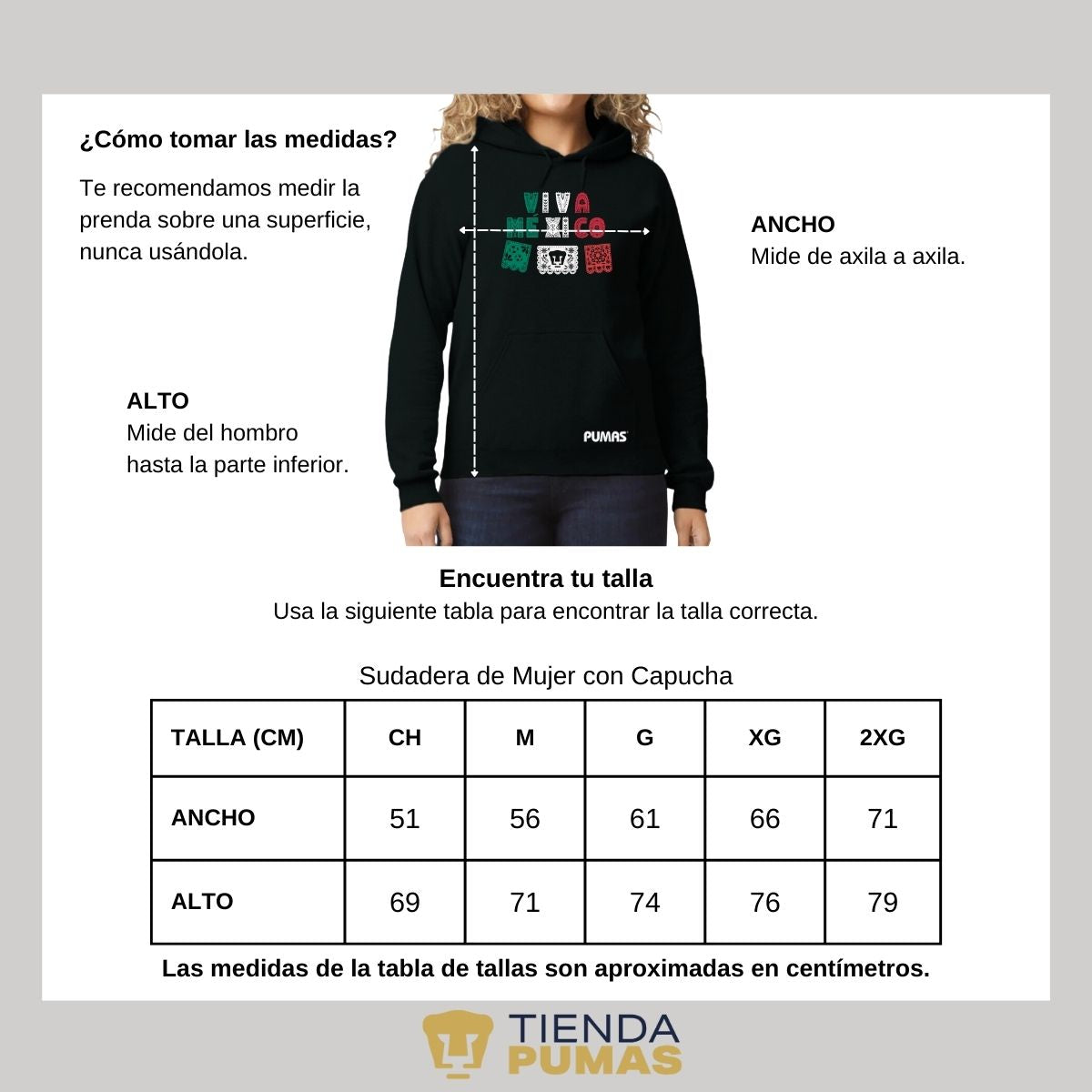 Sudadera Mujer Hoodie Pumas UNAM Papel picado México