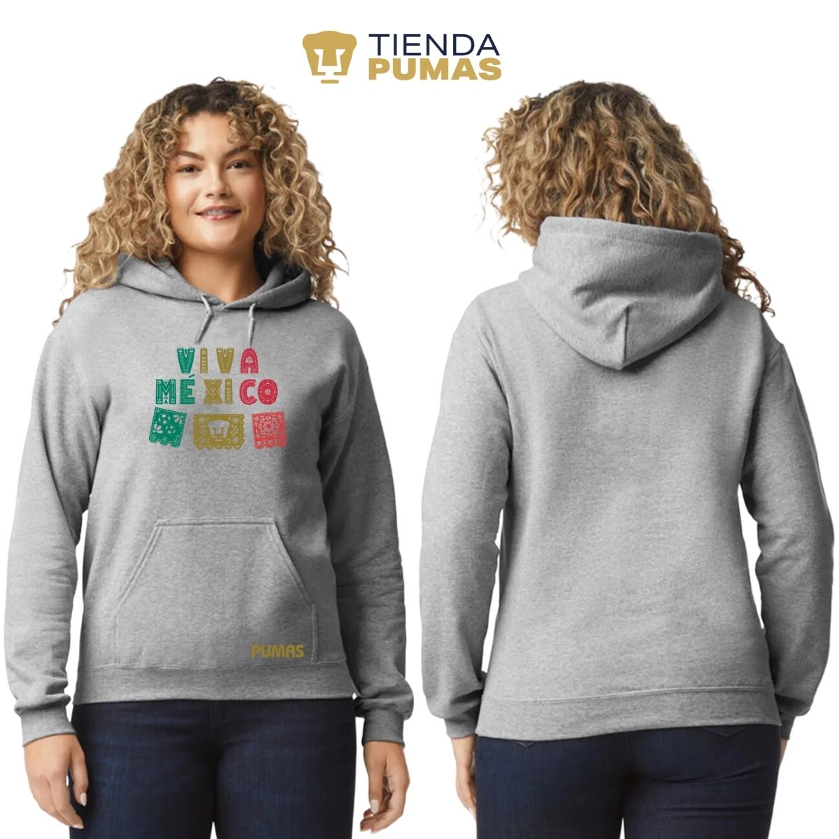 Sudadera Mujer Hoodie Pumas UNAM Papel picado México