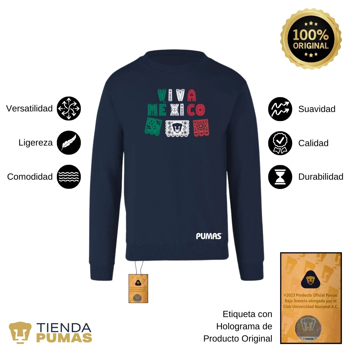 Sudadera Hombre Pumas UNAM Papel picado México