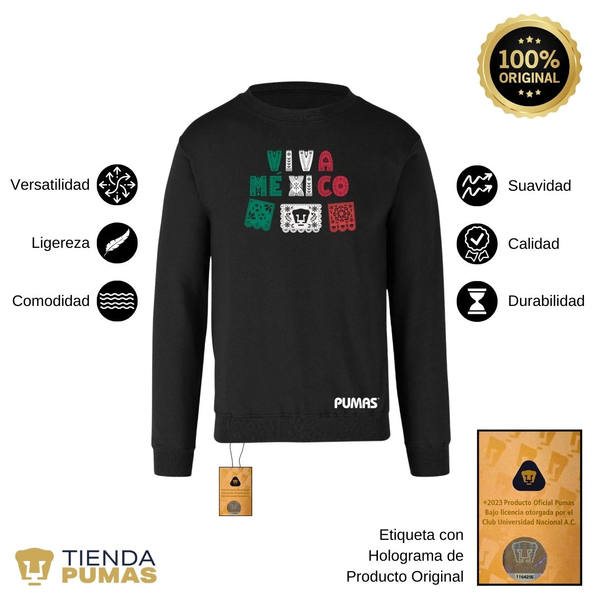 Sudadera Hombre Pumas UNAM Papel picado México