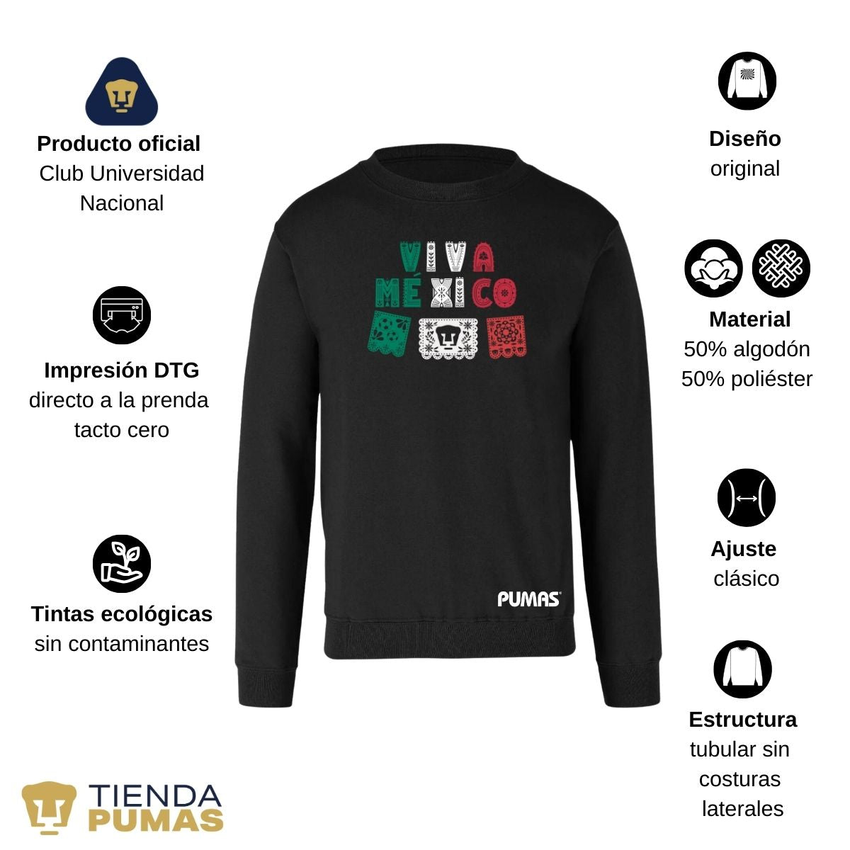 Sudadera Hombre Pumas UNAM Papel picado México