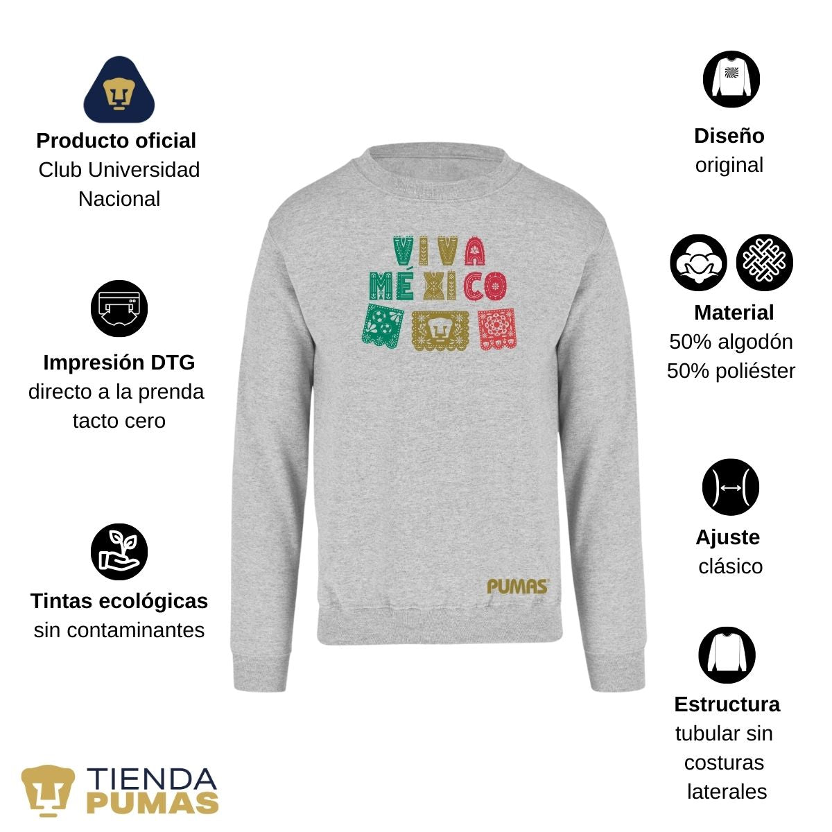 Sudadera Hombre Pumas UNAM Papel picado México