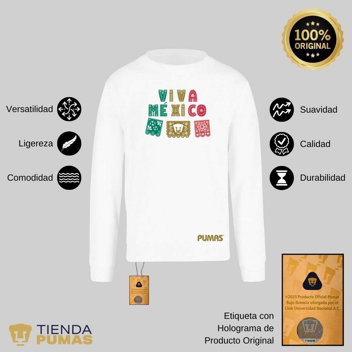 Sudadera Mujer Pumas UNAM Papel picado México