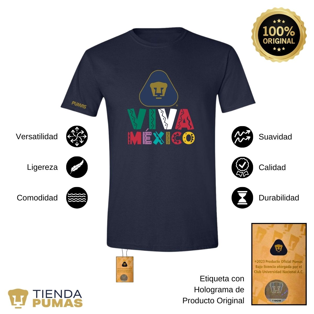 Playera Mexicana Hombre Pumas UNAM Tricolor