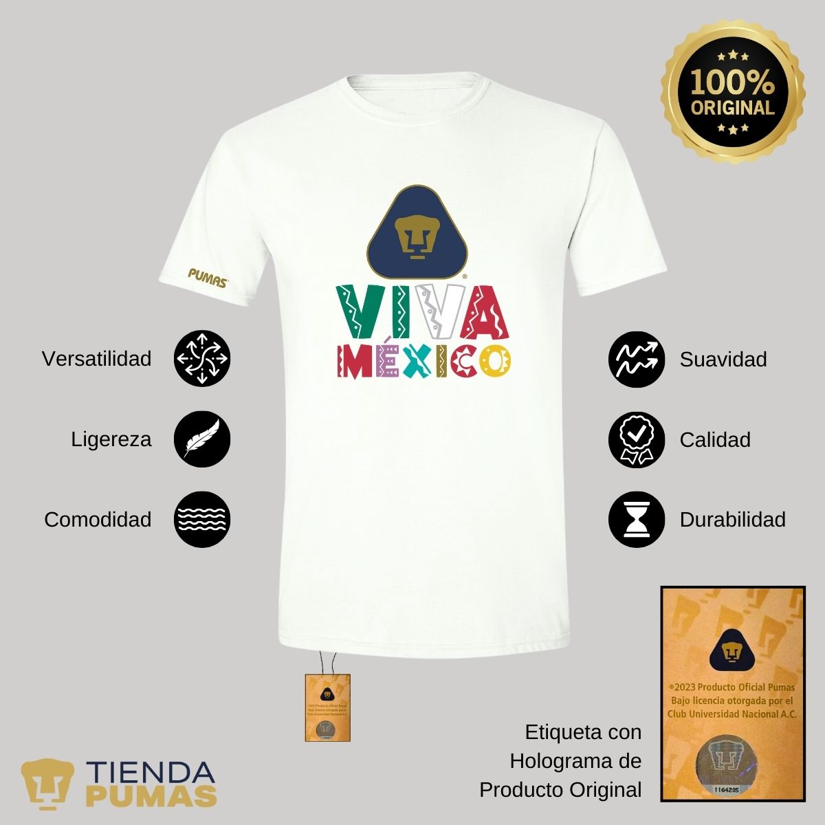 Playera Mexicana Hombre Pumas UNAM Tricolor