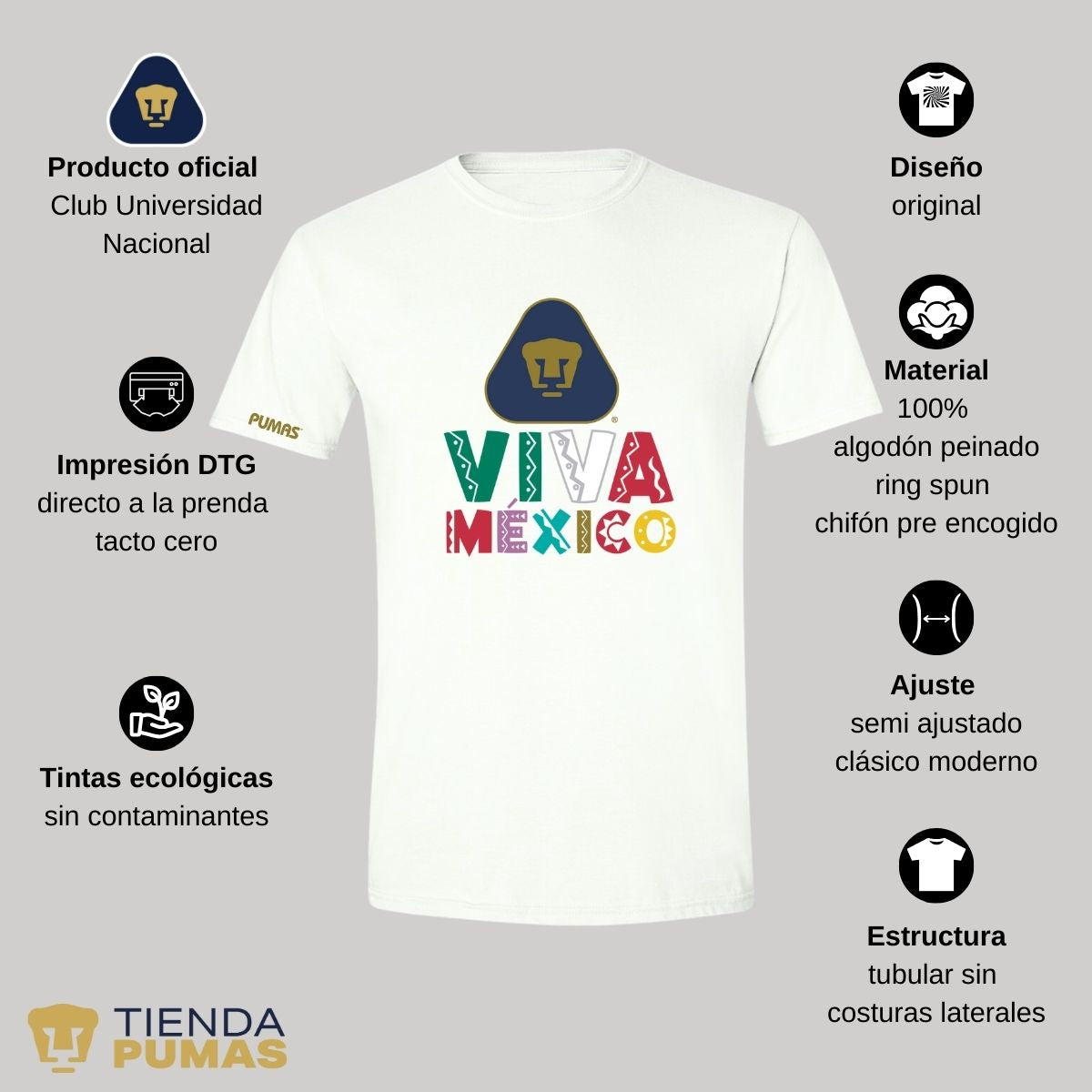 Playera Mexicana Hombre Pumas UNAM Tricolor