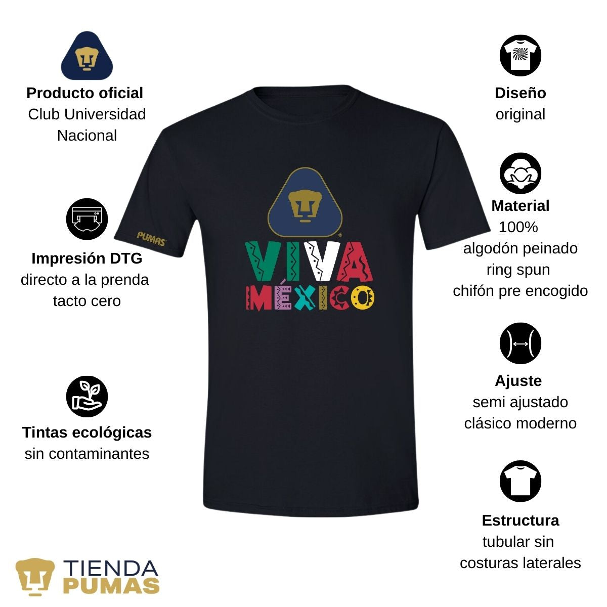 Playera Mexicana Hombre Pumas UNAM Tricolor