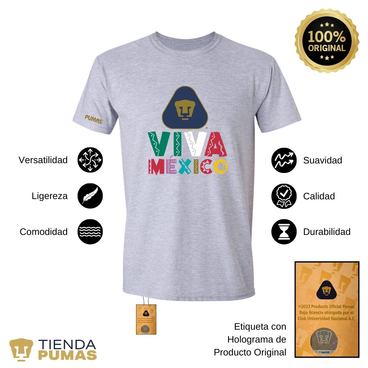 Playera Mexicana Hombre Pumas UNAM Tricolor