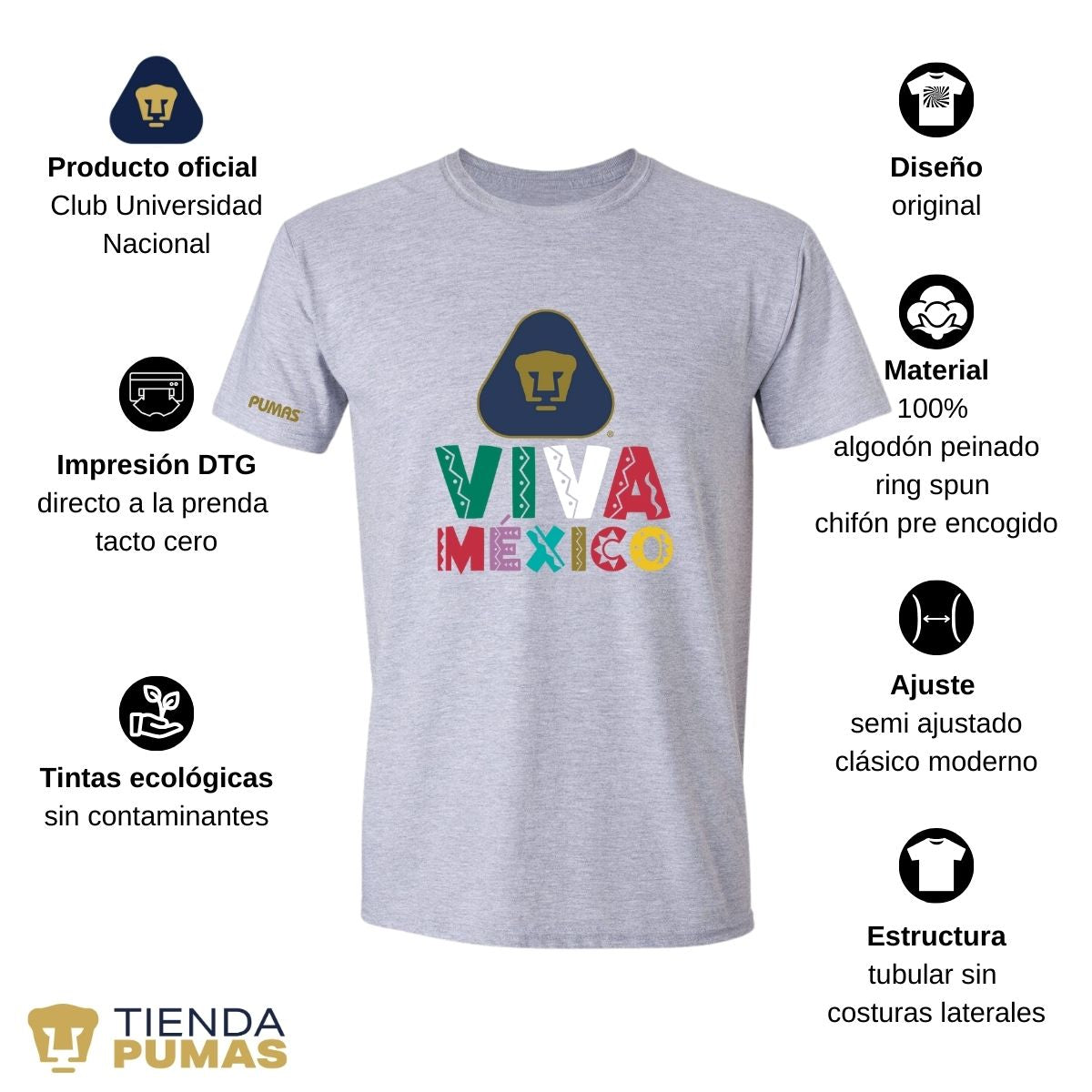 Playera Mexicana Hombre Pumas UNAM Tricolor