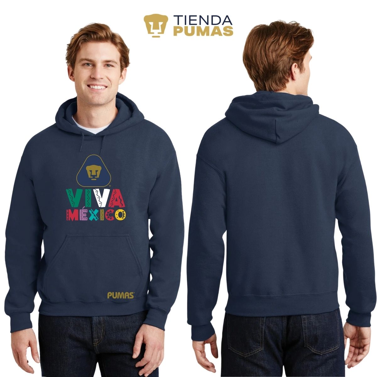 Sudadera Hombre Hoodie Pumas UNAM Tricolor