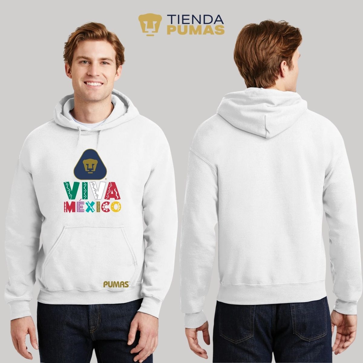 Sudadera Hombre Hoodie Pumas UNAM Tricolor