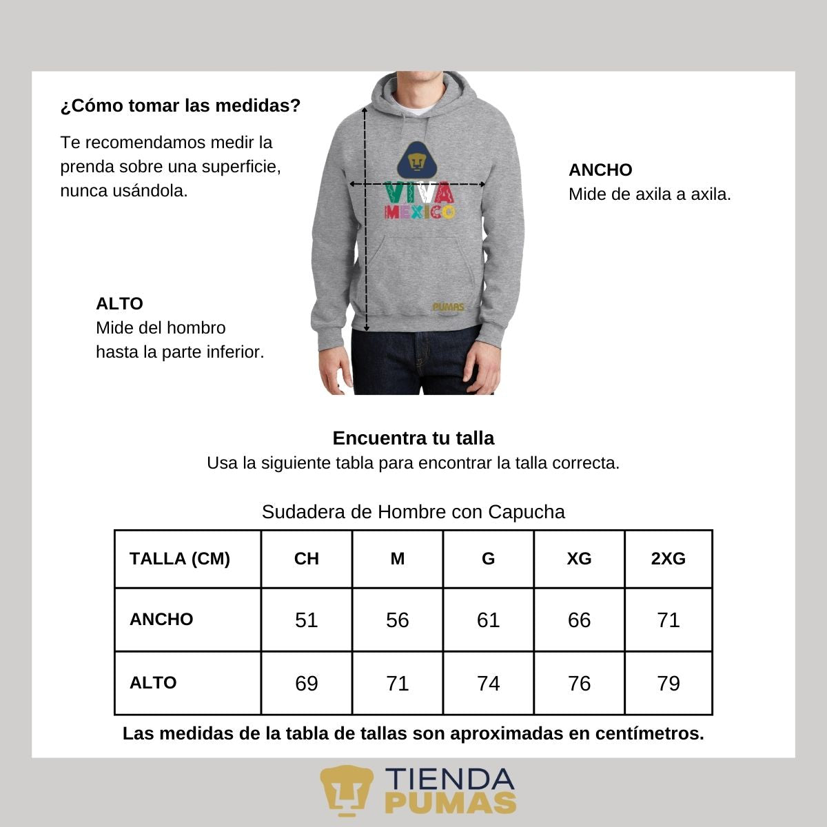 Sudadera Hombre Hoodie Pumas UNAM Tricolor