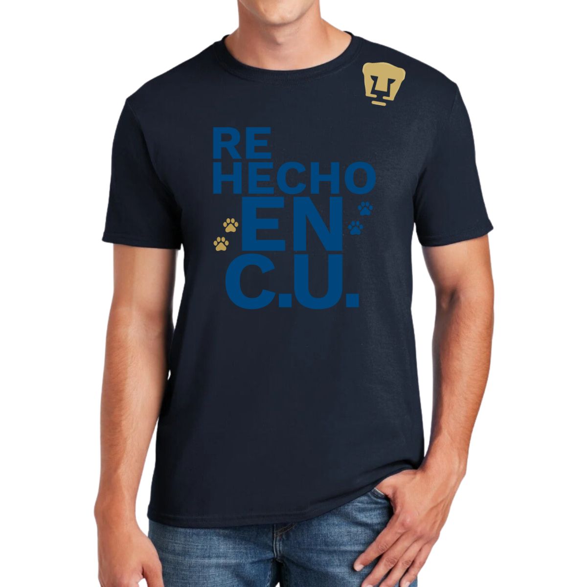 Playera Hombre Pumas UNAM Re Hecho en C.U. DTG-Vinil