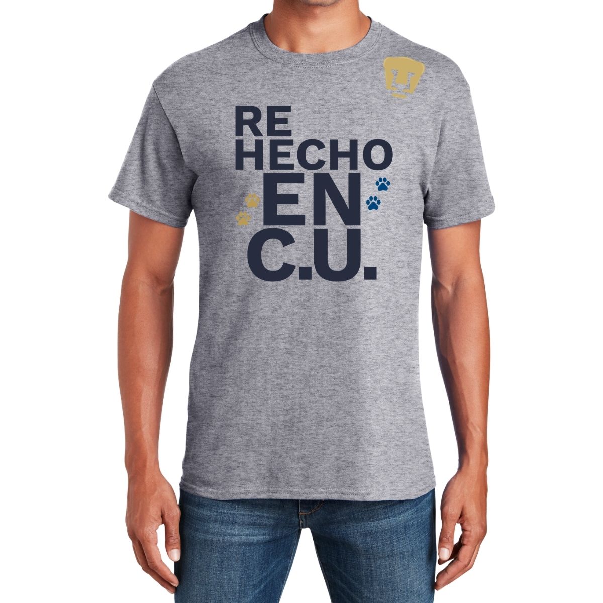 Playera Hombre Pumas UNAM Re Hecho en C.U. DTG-Vinil