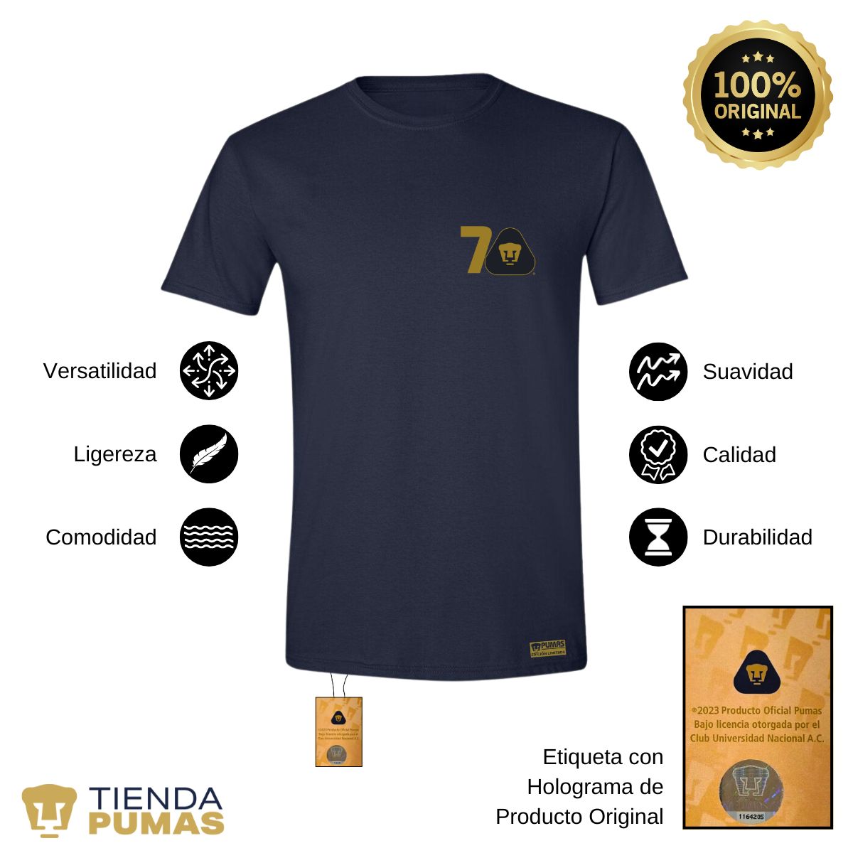 Playera Hombre Pumas UNAM 70 Años FYR Edición Limitada 4