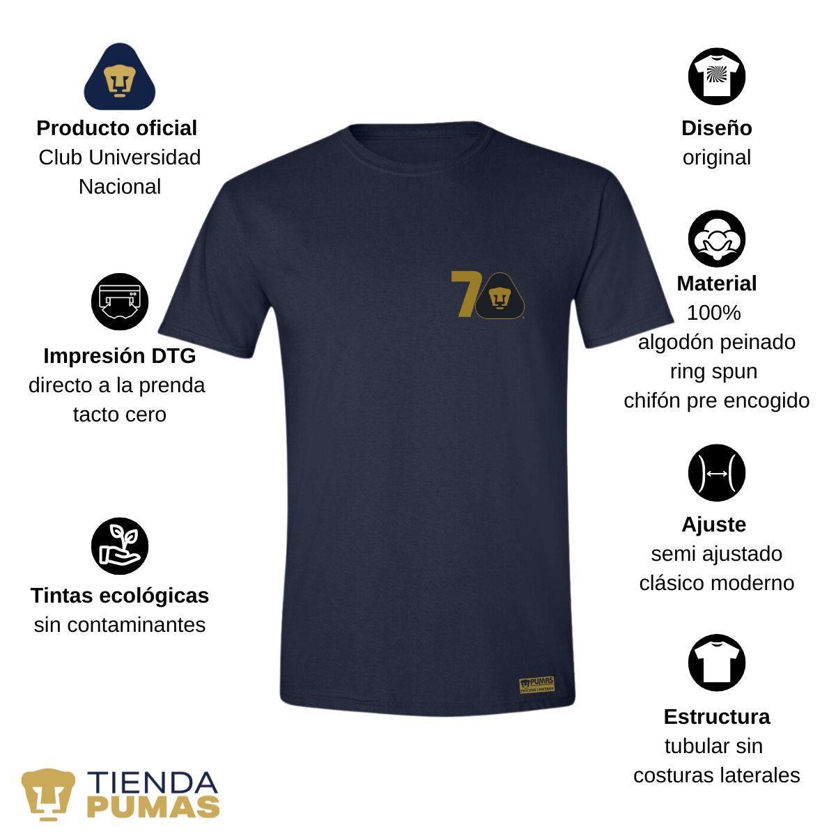 Playera Hombre Pumas UNAM 70 Años FYR Edición Limitada 4