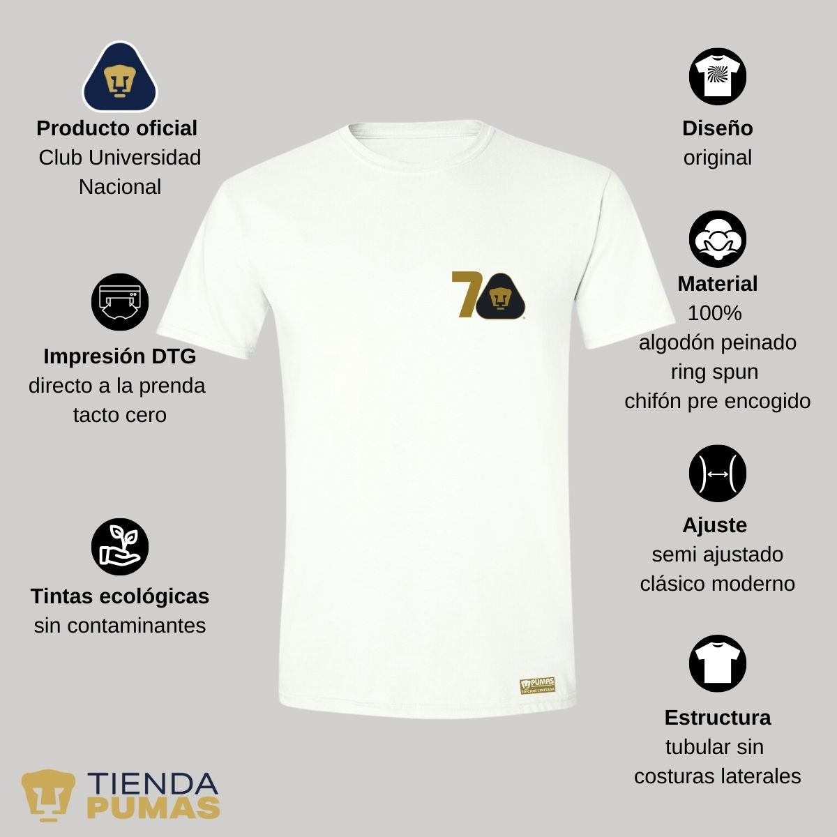 Playera Hombre Pumas UNAM 70 Años FYR Edición Limitada 4