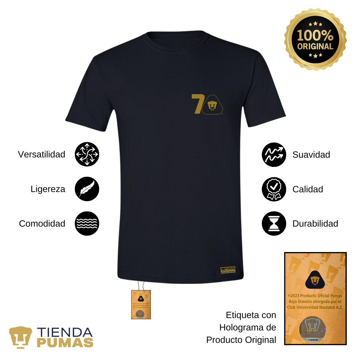 Playera Hombre Pumas UNAM 70 Años FYR Edición Limitada 4