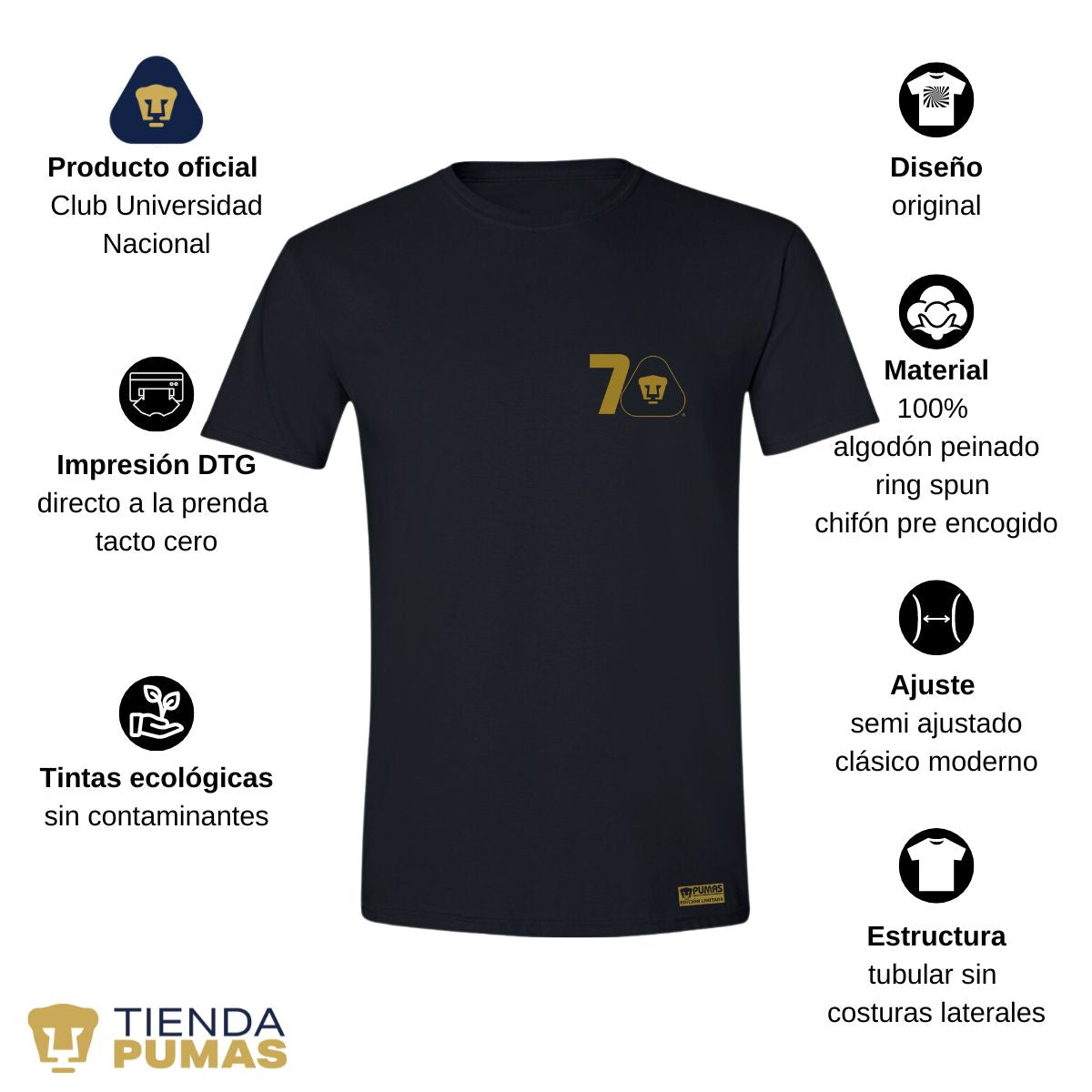 Playera Hombre Pumas UNAM 70 Años FYR Edición Limitada 4