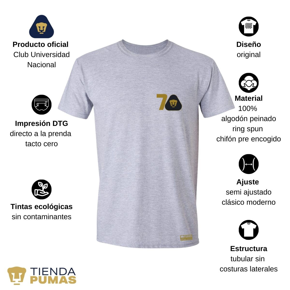 Playera Hombre Pumas UNAM 70 Años FYR Edición Limitada 4