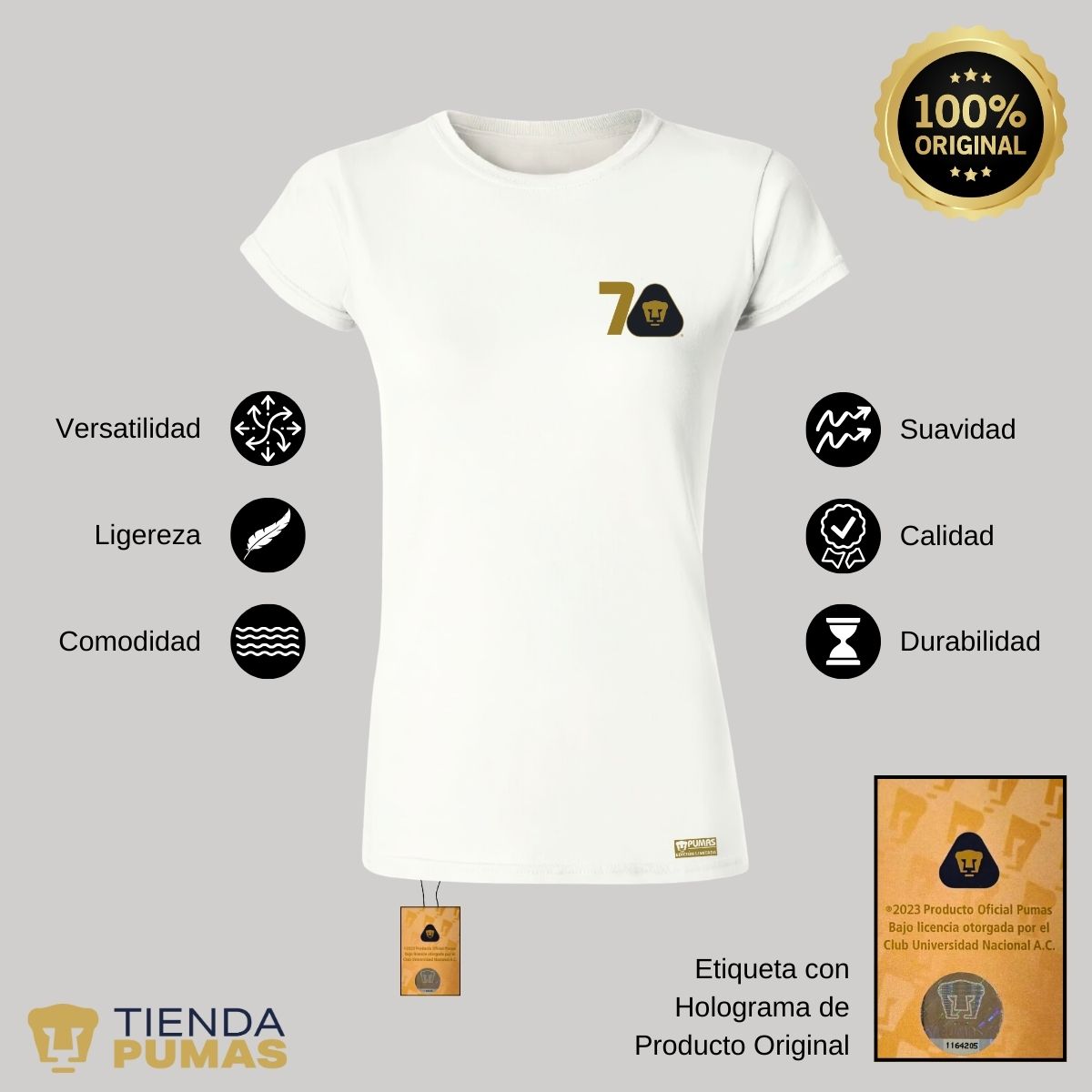 Playera Mujer Pumas UNAM 70 Años FYR Edición Limitada 4