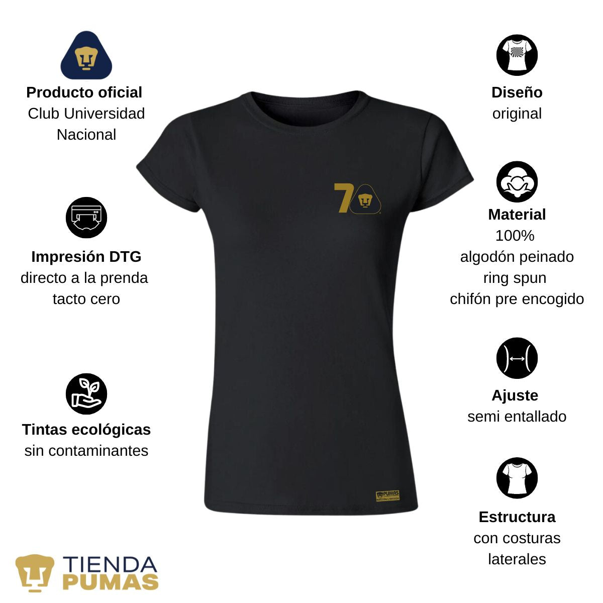 Playera Mujer Pumas UNAM 70 Años FYR Edición Limitada 4