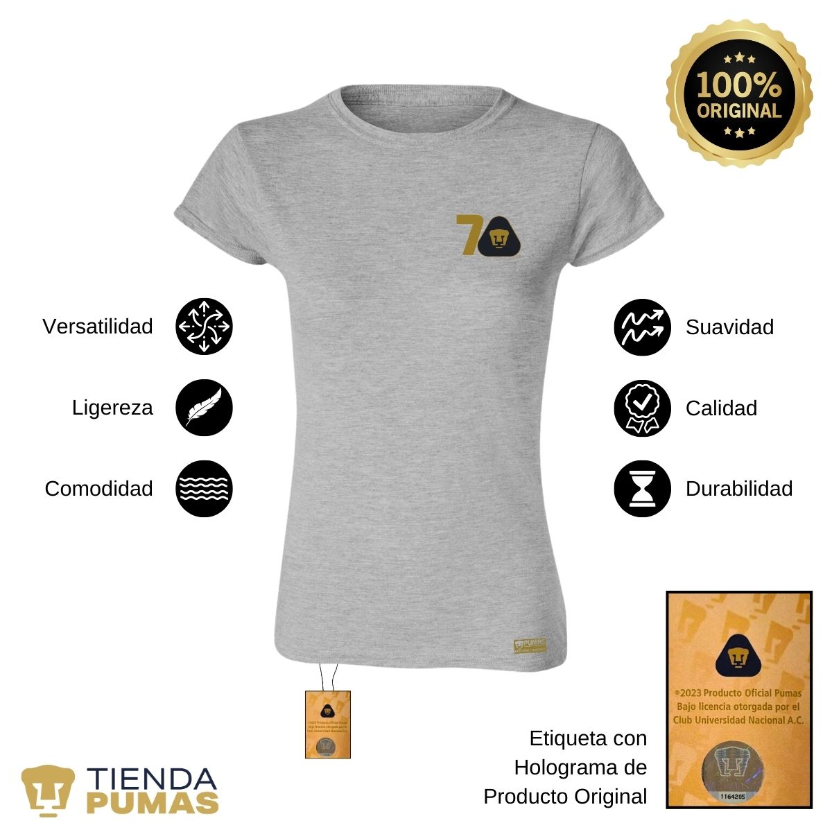 Playera Mujer Pumas UNAM 70 Años FYR Edición Limitada 4