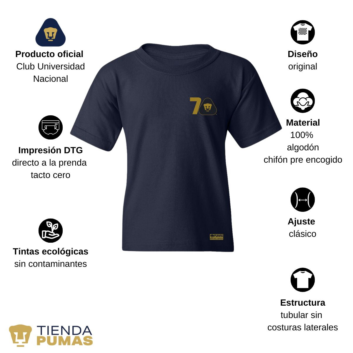 Playera Niños Pumas UNAM 70 Años FYR Edición Limitada 4