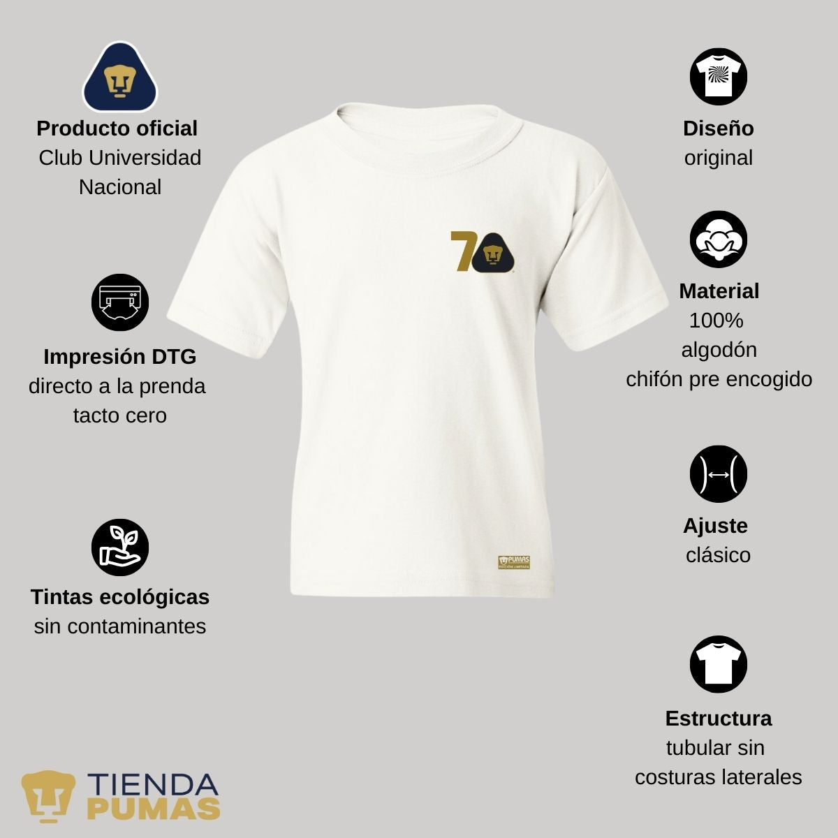 Playera Niños Pumas UNAM 70 Años FYR Edición Limitada 4