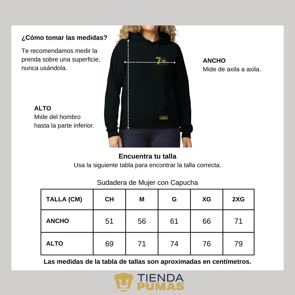 Sudadera Mujer Hoodie Pumas UNAM 70 Años FYR Edición Limitada 4