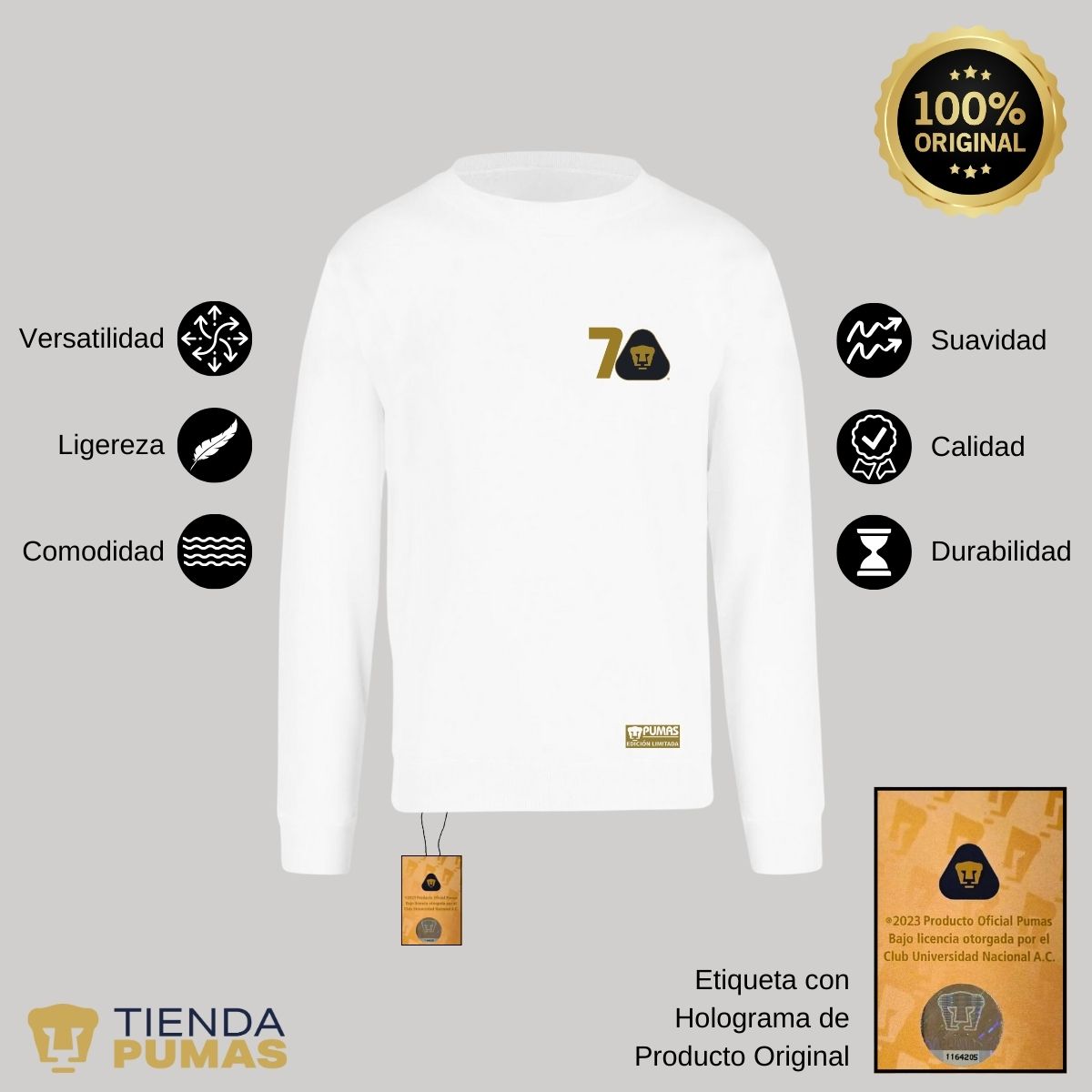 Sudadera Hombre Pumas UNAM 70 Años FYR Edición Limitada 4