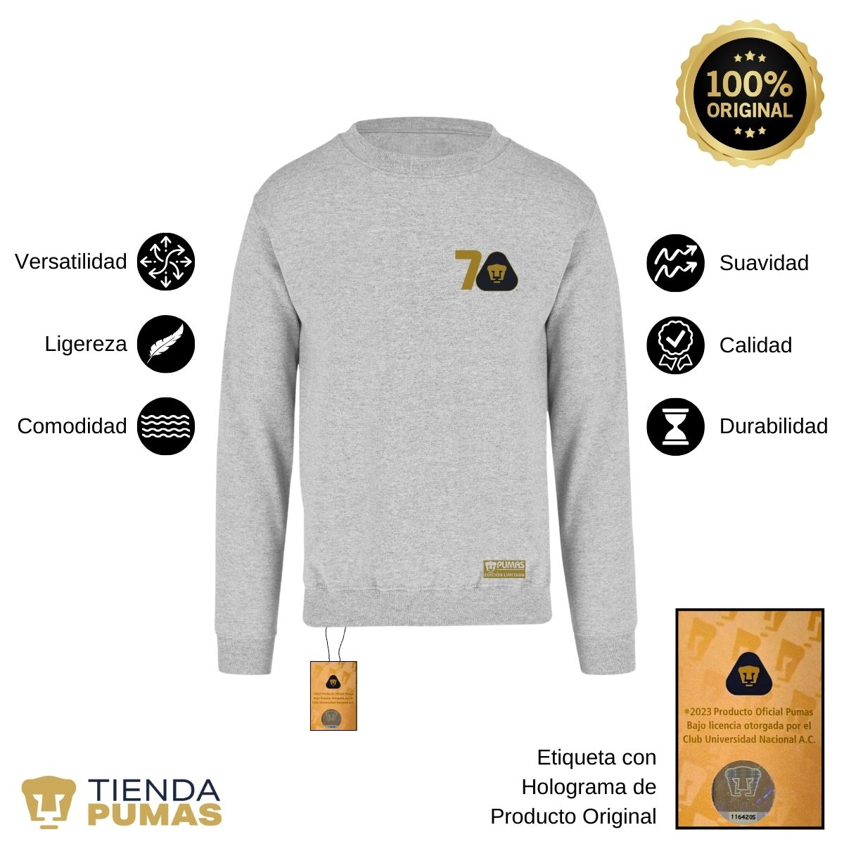 Sudadera Hombre Pumas UNAM 70 Años FYR Edición Limitada 4